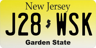 NJ license plate J28WSK