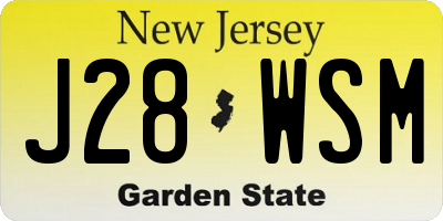 NJ license plate J28WSM