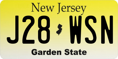 NJ license plate J28WSN