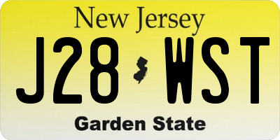 NJ license plate J28WST