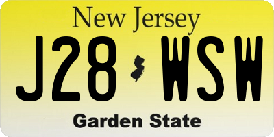 NJ license plate J28WSW