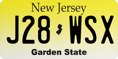 NJ license plate J28WSX