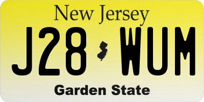 NJ license plate J28WUM