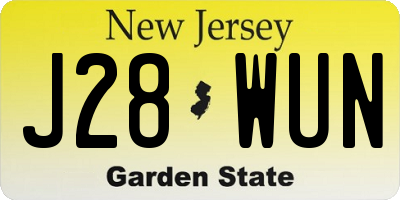 NJ license plate J28WUN