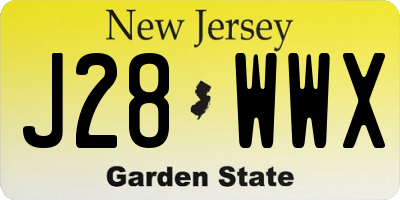 NJ license plate J28WWX