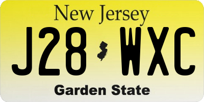 NJ license plate J28WXC