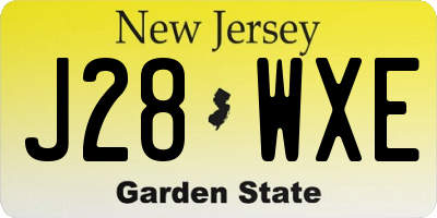 NJ license plate J28WXE