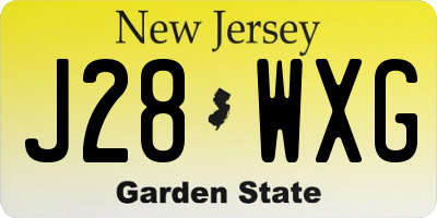 NJ license plate J28WXG
