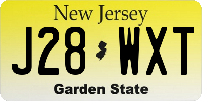 NJ license plate J28WXT