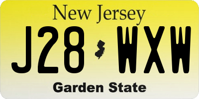 NJ license plate J28WXW