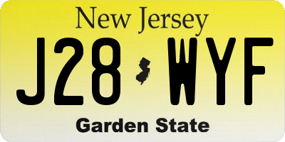 NJ license plate J28WYF