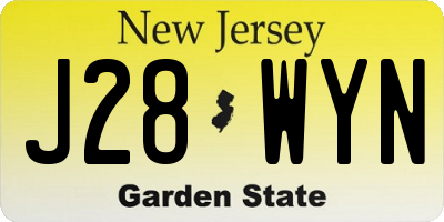 NJ license plate J28WYN