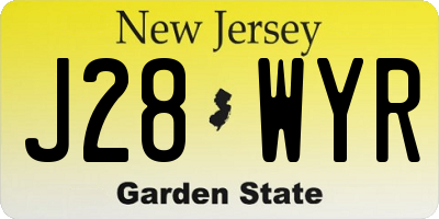 NJ license plate J28WYR