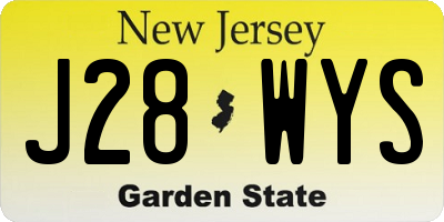NJ license plate J28WYS