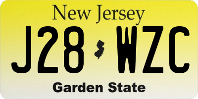 NJ license plate J28WZC