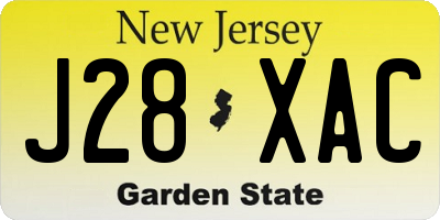 NJ license plate J28XAC