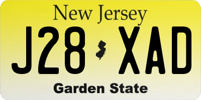 NJ license plate J28XAD