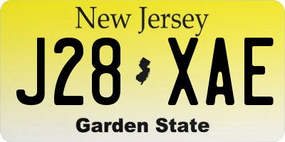 NJ license plate J28XAE