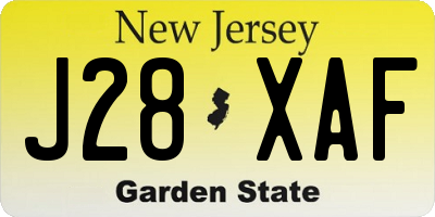 NJ license plate J28XAF