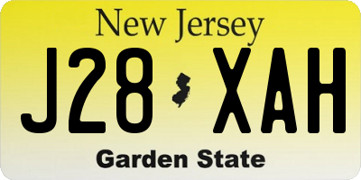 NJ license plate J28XAH