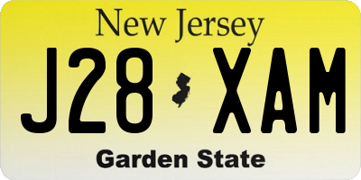 NJ license plate J28XAM