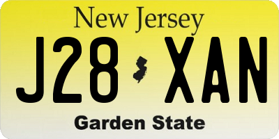 NJ license plate J28XAN