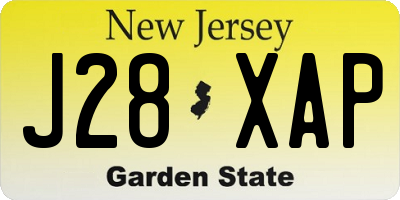 NJ license plate J28XAP
