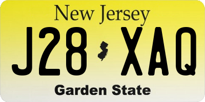 NJ license plate J28XAQ
