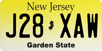 NJ license plate J28XAW