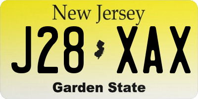 NJ license plate J28XAX