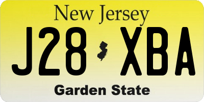 NJ license plate J28XBA