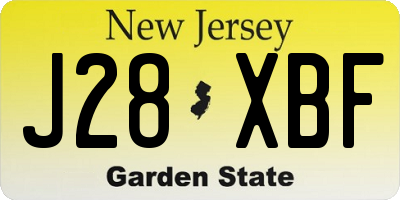 NJ license plate J28XBF