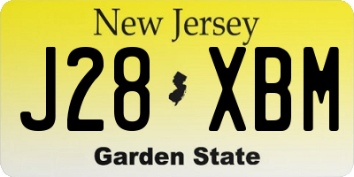 NJ license plate J28XBM