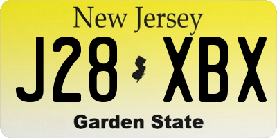 NJ license plate J28XBX