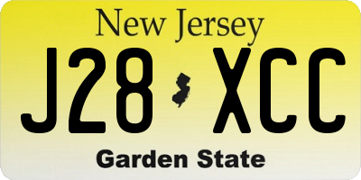 NJ license plate J28XCC