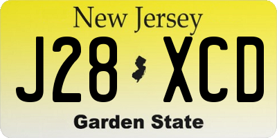 NJ license plate J28XCD