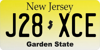 NJ license plate J28XCE