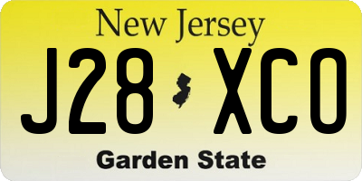 NJ license plate J28XCO