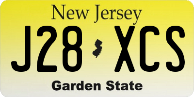 NJ license plate J28XCS