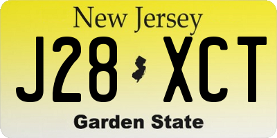 NJ license plate J28XCT