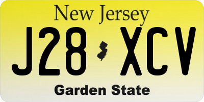 NJ license plate J28XCV