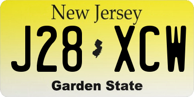 NJ license plate J28XCW
