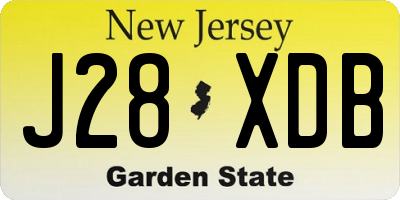 NJ license plate J28XDB