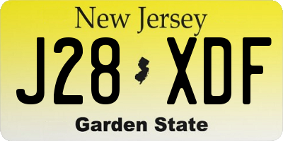 NJ license plate J28XDF
