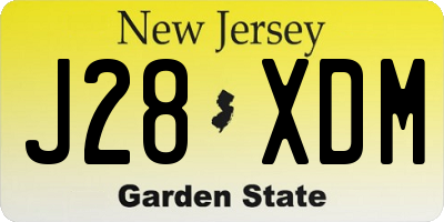 NJ license plate J28XDM