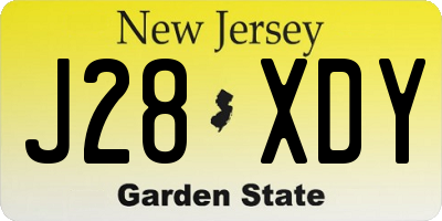 NJ license plate J28XDY