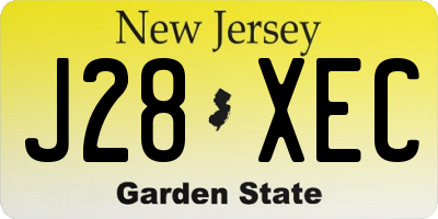 NJ license plate J28XEC