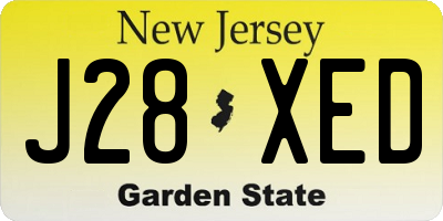 NJ license plate J28XED