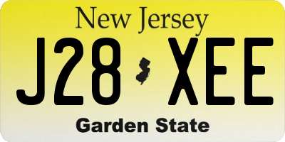 NJ license plate J28XEE