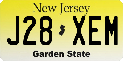 NJ license plate J28XEM
